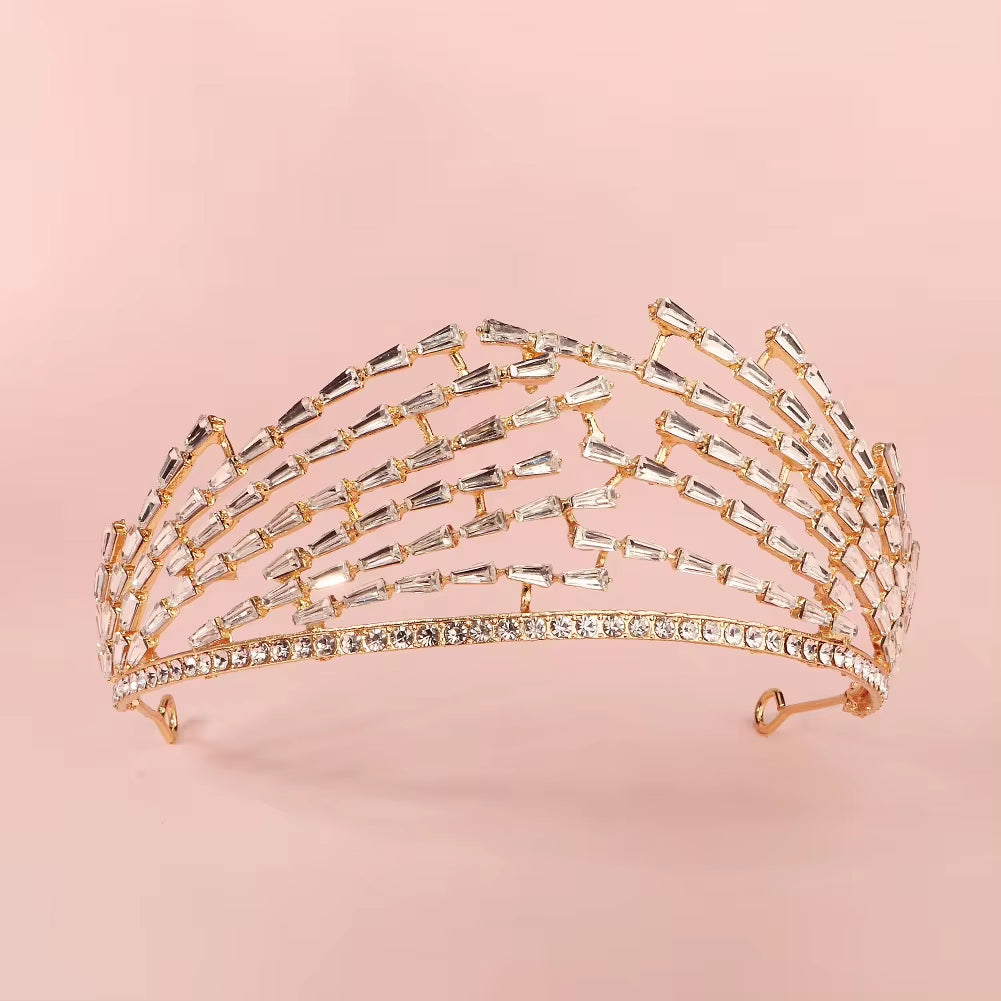 Cosplay Queen Tiara Birthday Party Gold Crown Ball Performance Wedding Headdress Tiara