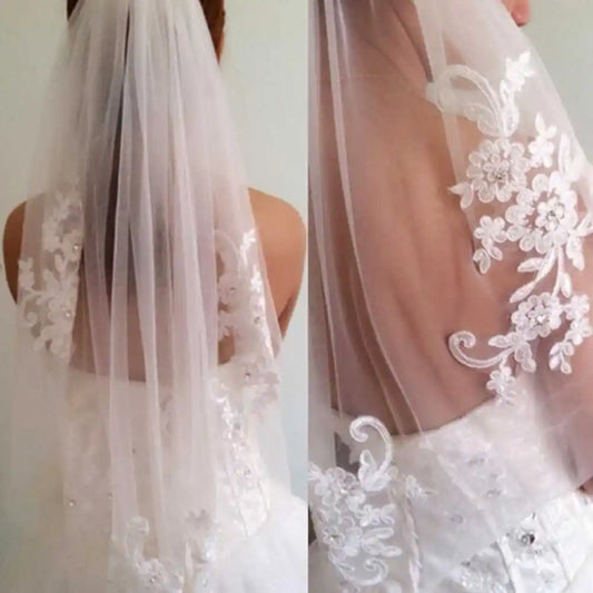 Short Waist Length Bridal Veils 