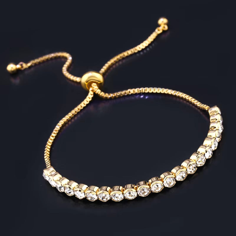 Crystal Row Pull-Tight Bracelet - Elegant Wedding & Banquet Jewelry