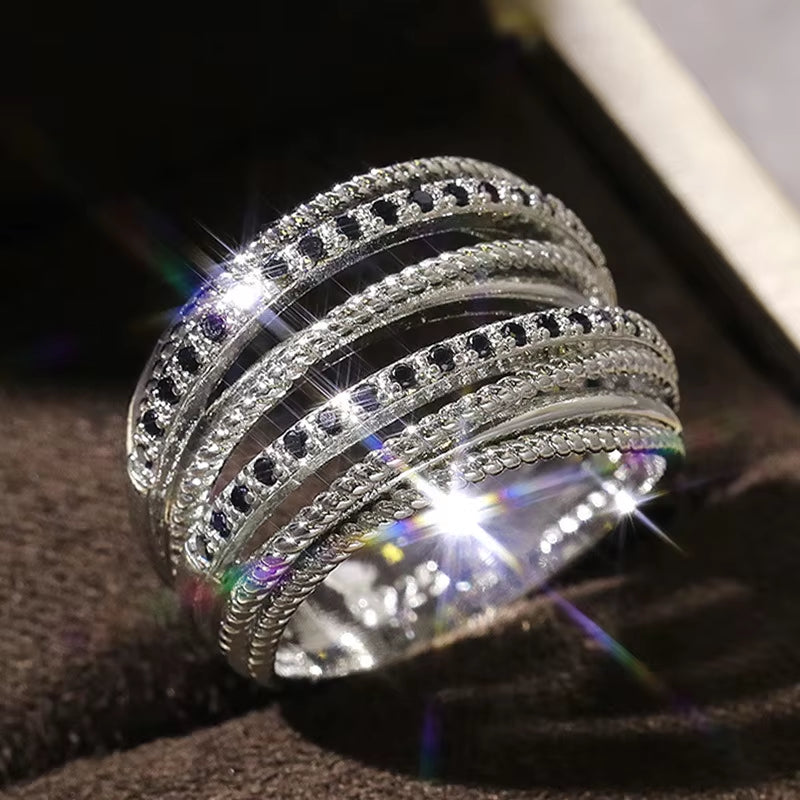 Rope Fine Jewelry Diamond Silver Ring Exquisite Micro Set Zircon Ring