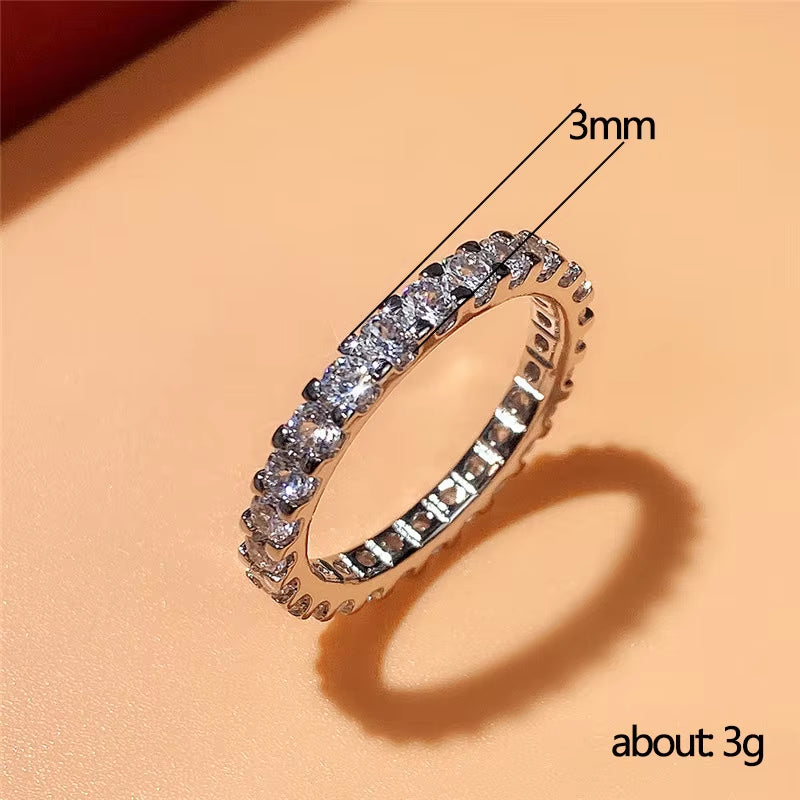 Fine Jewelry Tennis Ring – Gold-Plated Wedding Band with Cubic Zirconia CZ Diamond, Ring for Men and Women