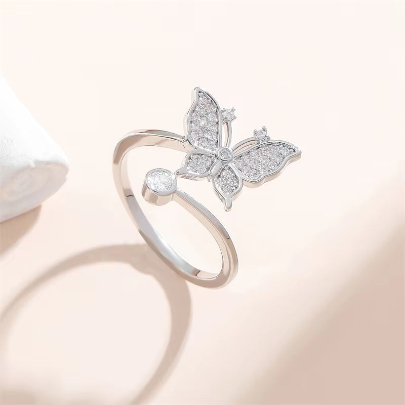 Gold Butterfly Swivel Ring 