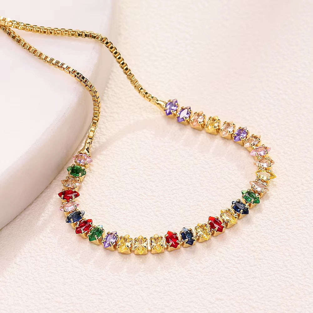 Colorful Zircon Slim Bracelet - Designer Party Elegance