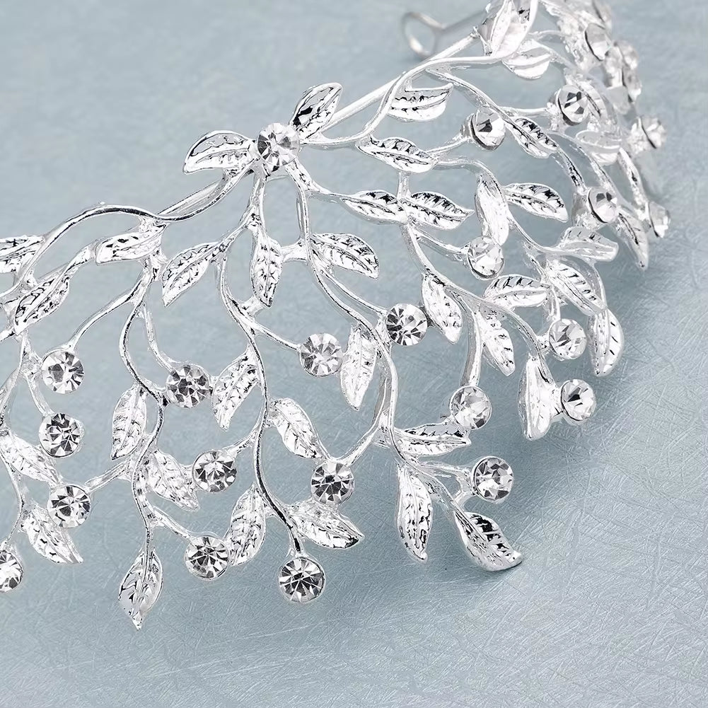 European Orchid Diamond Bridal Crown - Luxury Wedding Headdress