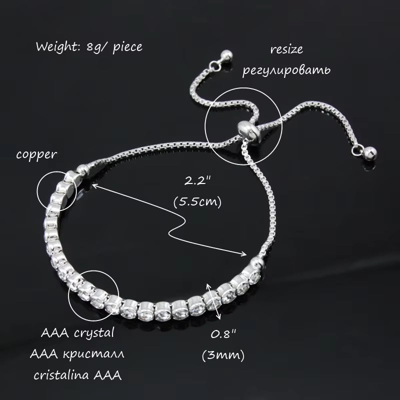 Crystal Row Pull-Tight Bracelet - Elegant Wedding & Banquet Jewelry