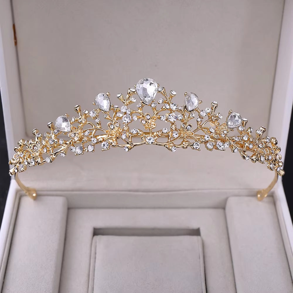 Luxury Sparkly Bridal Crown Rhinestone Crystal Birthday Party Alloy Tiaras Wedding Hair Headpiece