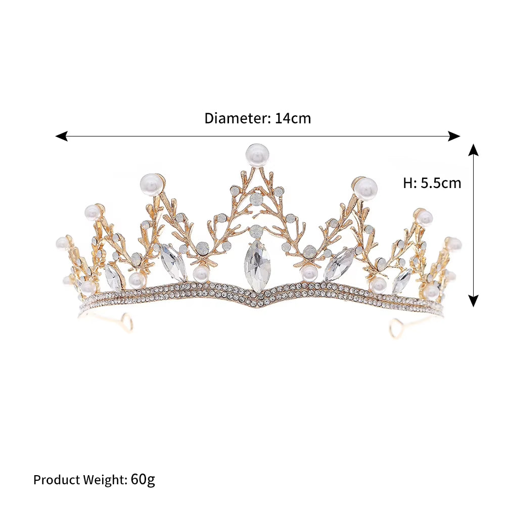 Fashion Luxury Princess Hairband Gold Rhinestone Queen Wedding Tiaras Prom Party Christmas Pageant Gift Crown