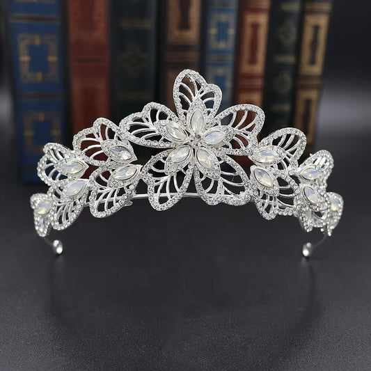 Petal Rhinestone Crown Sweet Bride Wedding Headdress Hair Accessories Tiara Hair Jewelry