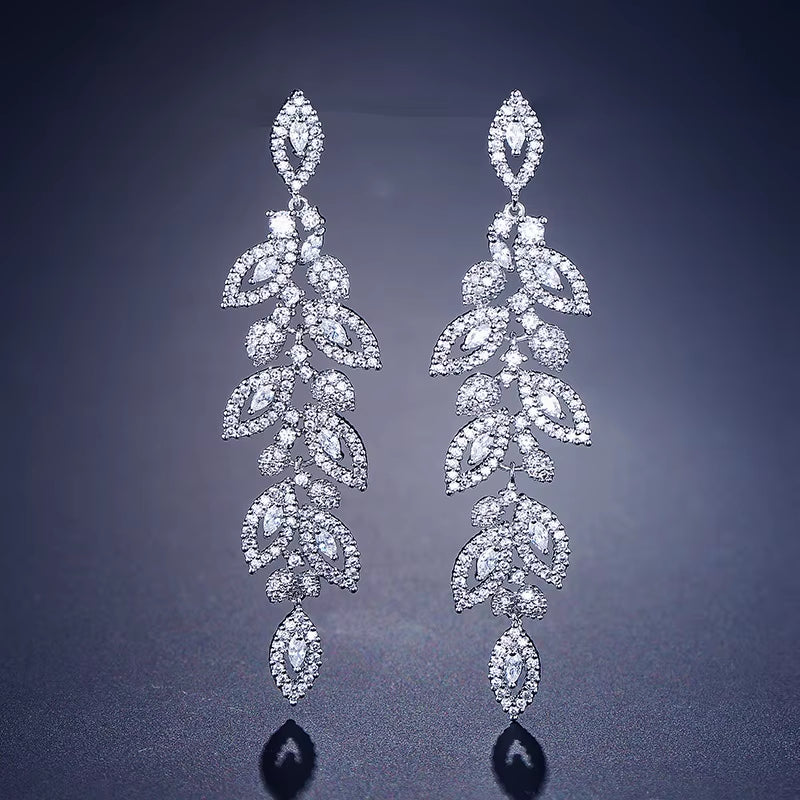 2022 Fashion Fine Wedding Zircon Crystal Jewelry Silver Gold Earrings Wholesale for Bridal Girls Women