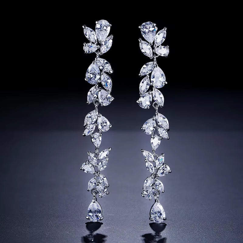 2022 Fashion Fine Wedding Zircon Crystal Jewelry Silver Gold Earrings Wholesale for Bridal Girls Women