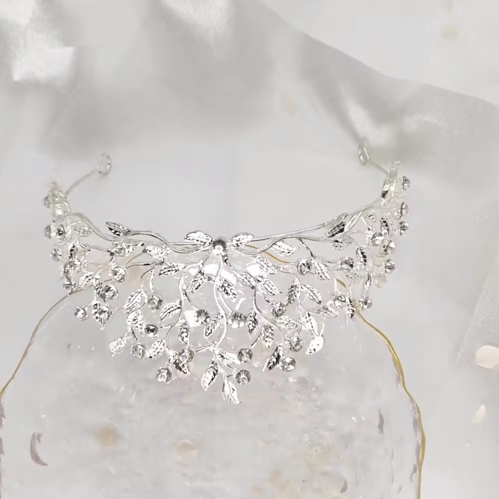 European Orchid Diamond Bridal Crown - Luxury Wedding Headdress