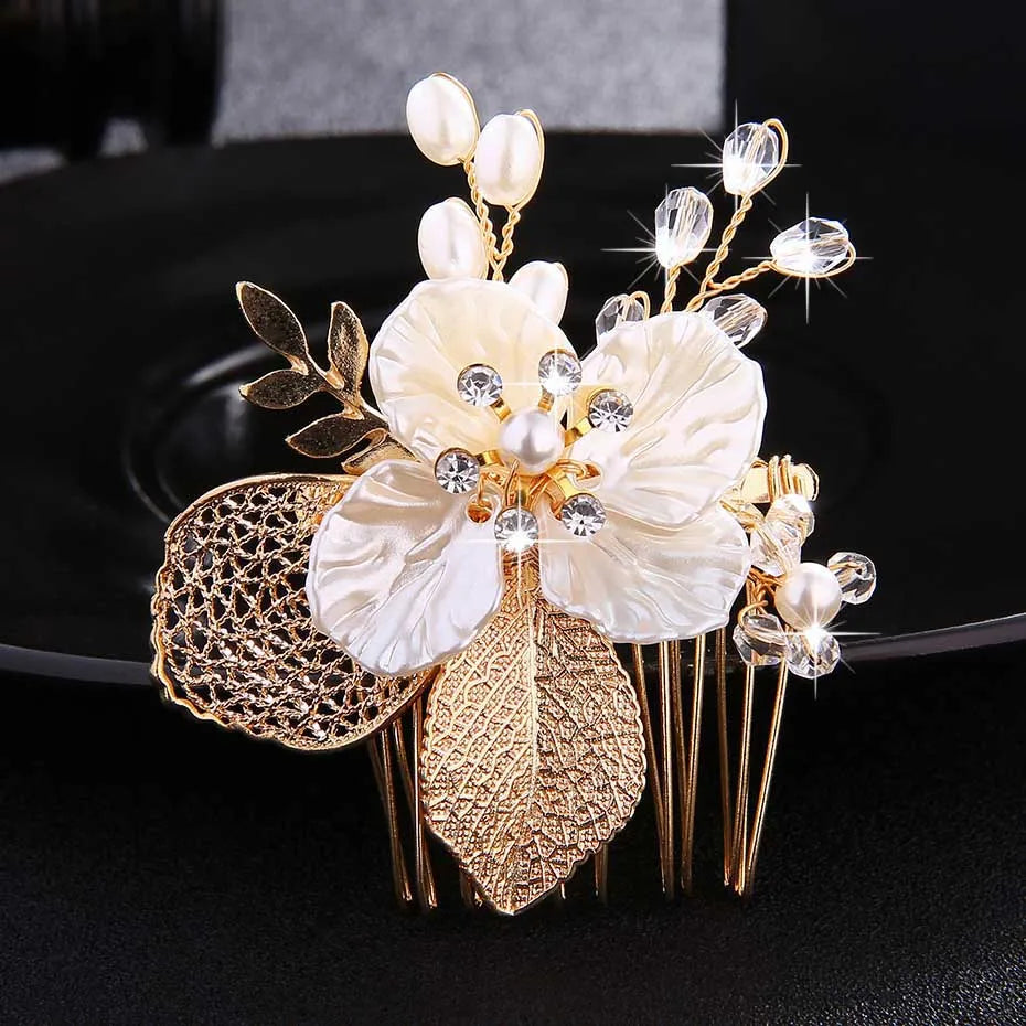 Wedding Crystal Peals Hair Combs Bridal Hair Clips Accessories Jewelry Handmade Women Head Ornaments Headpieces for Bride