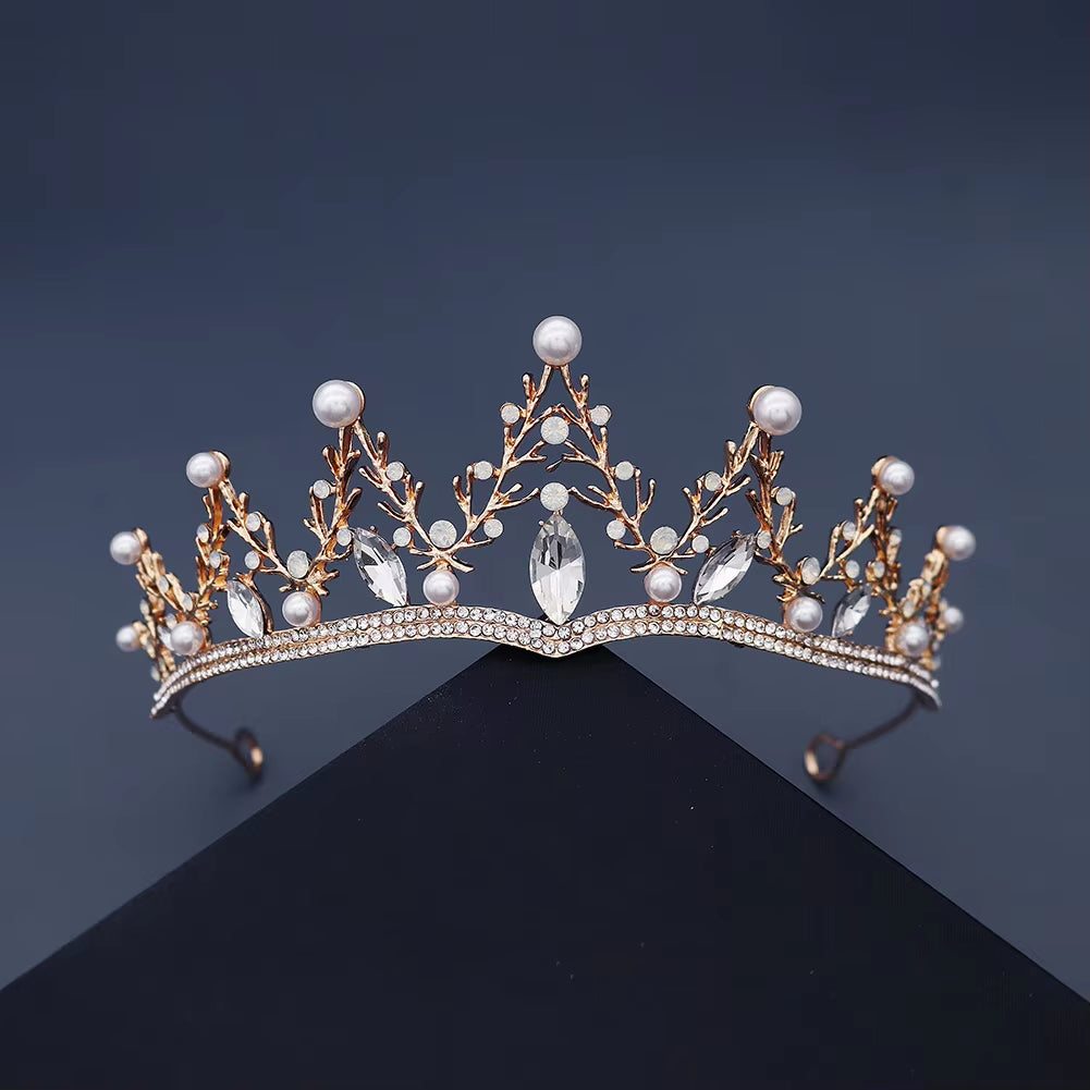 Fashion Luxury Princess Hairband Gold Rhinestone Queen Wedding Tiaras Prom Party Christmas Pageant Gift Crown