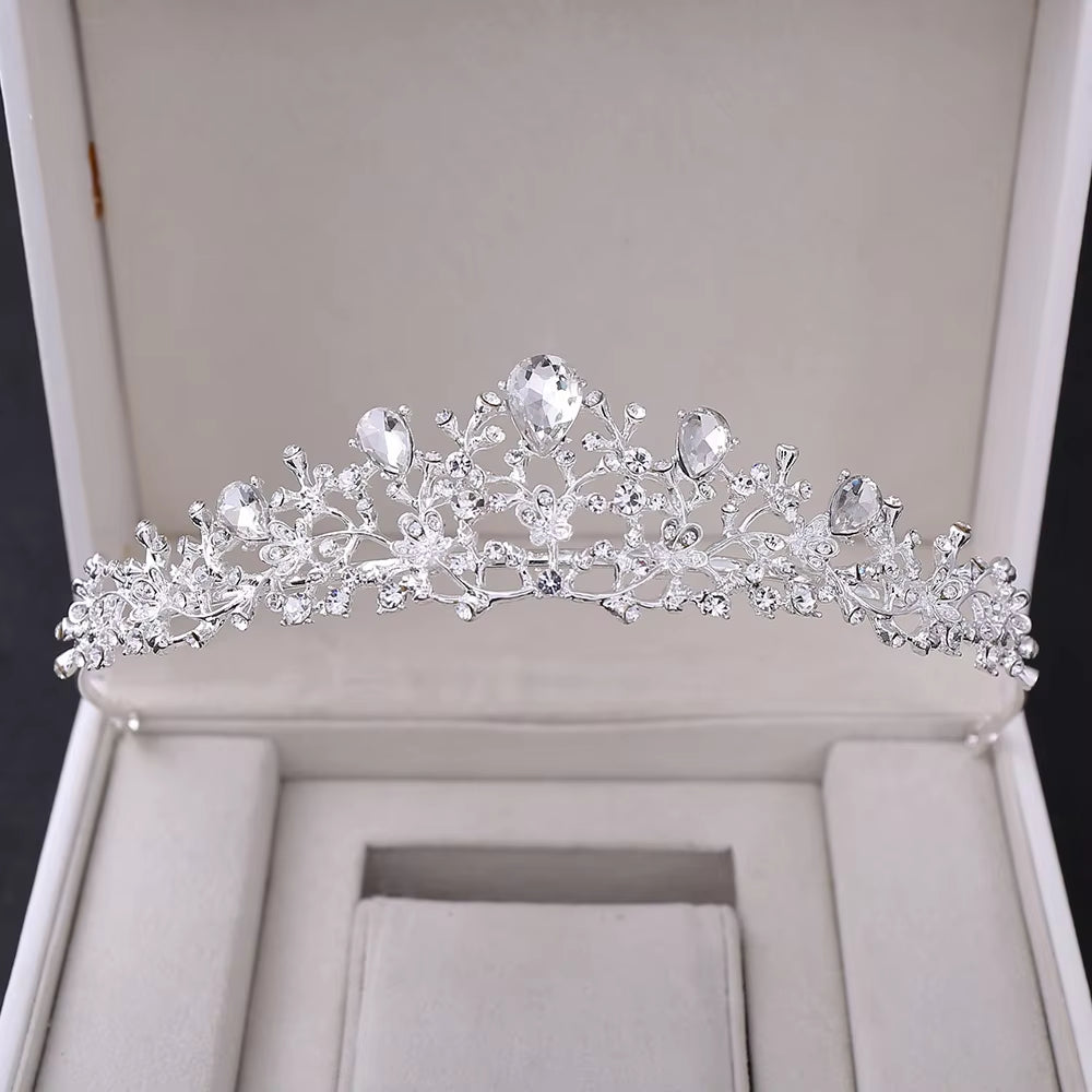 Luxury Sparkly Bridal Crown Rhinestone Crystal Birthday Party Alloy Tiaras Wedding Hair Headpiece