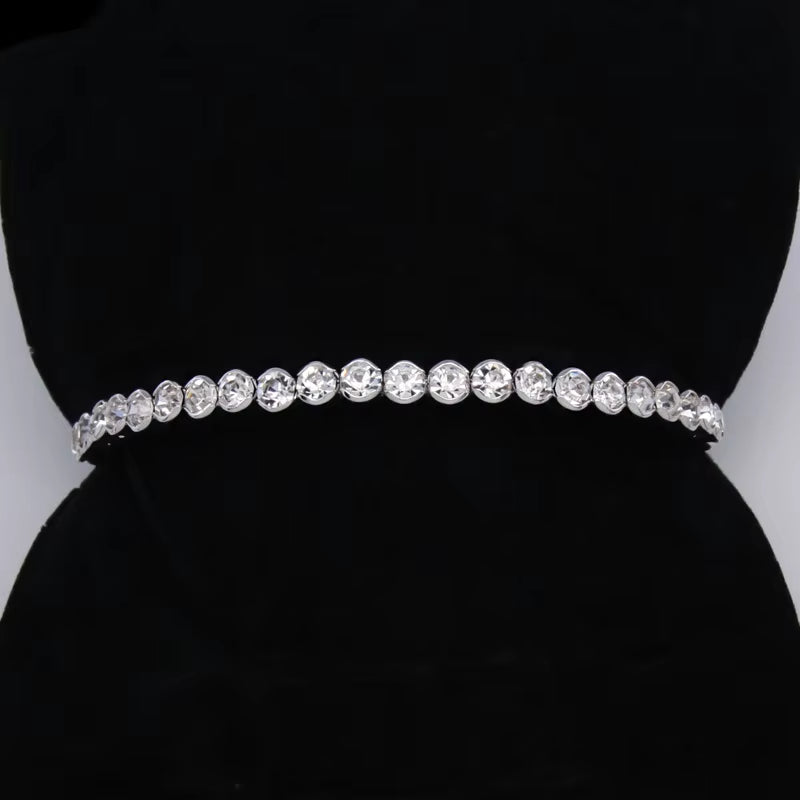 Crystal Row Pull-Tight Bracelet - Elegant Wedding & Banquet Jewelry