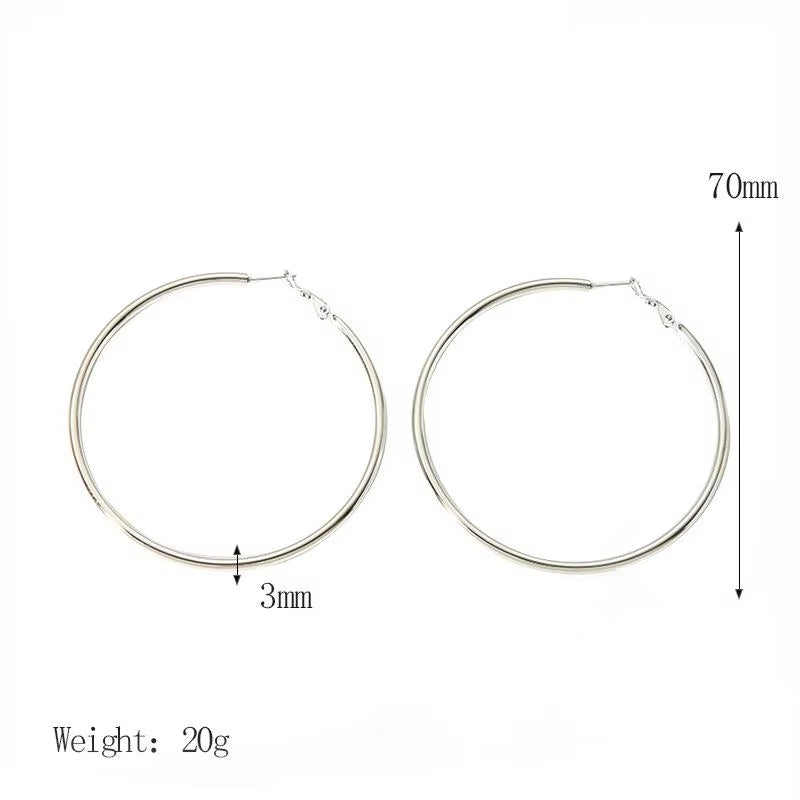 Exaggerated 18K Gold-Plated Stainless Steel Hoop Earrings